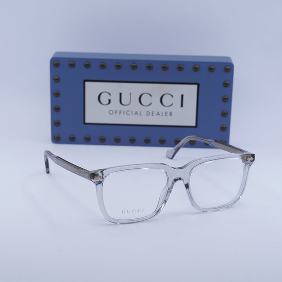 Gucci GG0737O 016 Square Eyeglasses 56mm – Transparent Grey - Picture 5 of 10